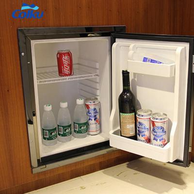 China Sports Stainless Steel Material 40L 50L DC Compressor 24v Built-in Cabinet 12V Upright Refrigerator For Yacht Boat RV Motorhome for sale