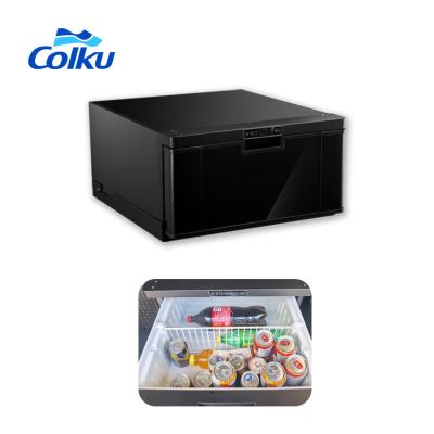 China New Design Sports Black Color 12v 24v Compressor Built-in 40L Car DC Mini Drawer Fridge With Single Room For Caravan Motorhome RV for sale