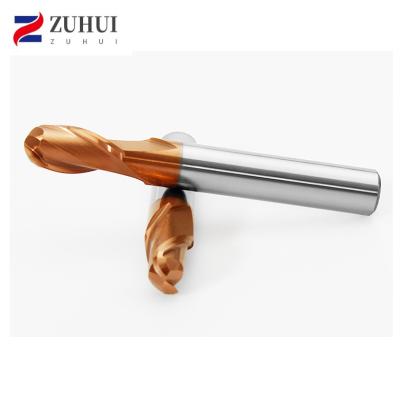 China Hrc55 Hrc60 Flute Solid Carbide Milling Cutter Ball Nose Milling End Mill Cnc 10% Discount 2 Spline Machining End Mill for sale