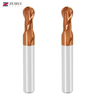 China CNC Milling Machining CNC Cutting Milling Tool Hrc55/60/65 2 Flutes Solid Carbide Ball Nose End Mill For Stainless Steel, Plastic, Aluminum for sale