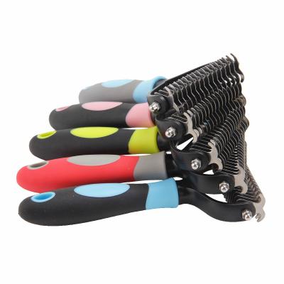 China Hot Sale Pet Grooming Comb Pet Hair Removal Double Side Comb Viable For Dog Dog Open Knot Comb for sale