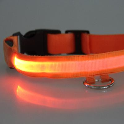 China Instant Adjustable Rechargeable Pet Supplies LED Dog Collar Leather Dog Collar Dog Collar for sale