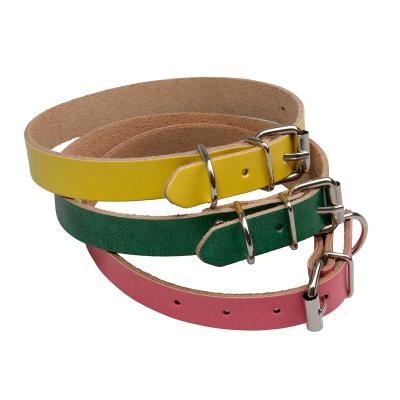 China Lights Wholesale Plain Color Genuine Leather Dog Collar Leash for sale