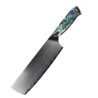 China Viable Damascus Steel Kitchen Knife Set Japanese Santoku Nakiri Chef Knife Skin Knife With Abalone Shell Handle for sale