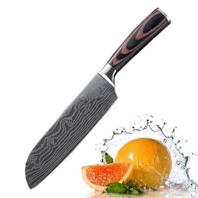 China Sustainable Hot Selling Japanese Damascus Pattern Wooden Color Knife For Kitchen for sale