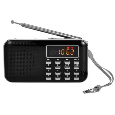 China PORTABLE L-218AM MP3 Radio Speaker Player Support TF Card USB with LED Flashlight Function (Black) for sale