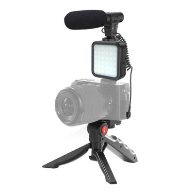 China ABS KIT-01LM 3 in 1 Live Microphone Video Shooting Portable Tripod, LED Light Specification: USB Charging Model for sale