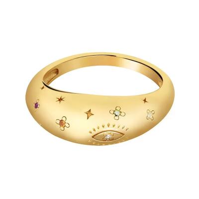 China Hot-selling High Quality Generous Star and Moon Romantic Ring Vintage 18k Ring Pure Solid Gold for sale