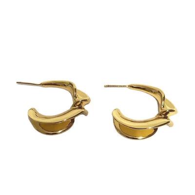 China Fashionable twisted design simple design earrings new vintage style 18k plated gold earring sets for women for sale