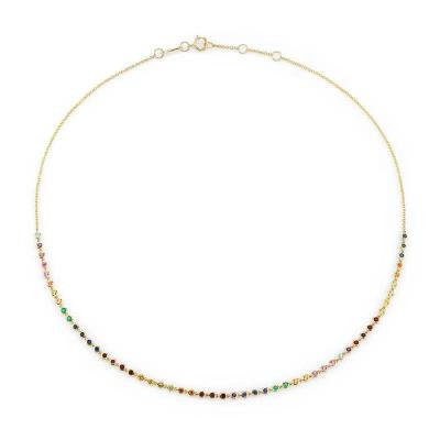 China Luxury Zircon Necklace S925 Colorful Light FASHIONABLE Sterling Silver Clavicle Chain for sale