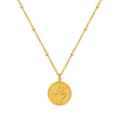 China 18k Gold Adjustable Necklace CIA Wind Round Necklace European and American Round Shape Necklace for sale