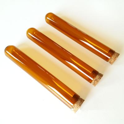 China High Quality Amber Borosilicate Glass Test Tube Food Packaging with Cork Stoppers for sale