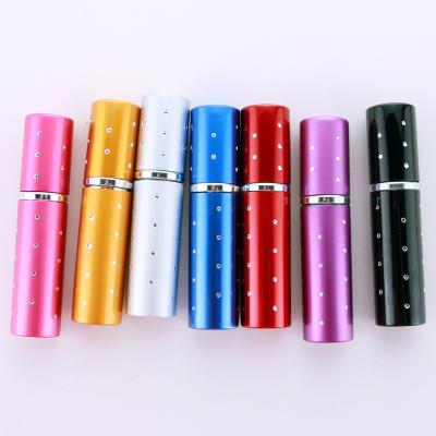 China Hot Sale 5ml Aluminum Spray Perfume Bottle Atomizer Detachable Point Colorful Drill Refillable Pocketable Atomizer for sale