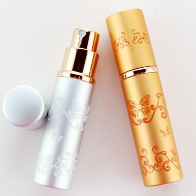 China Wholesale 5ml Detachable Sprayer Gold or Silver Aluminum Frosted Perfume Spray Bottle Atomizer for sale