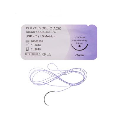 China Cutting Needle Polyglycolic Acid Surgical PGA PDO PGLA Suture Thread Nylon Silk Chromic Casing for sale