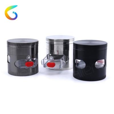 China Herb Grinder With Drawer 63mm 4 Parts Zinc Metal With Spice Herb Grinder Wholesale Storage Drawer Tobacco Smoking Accessories for sale