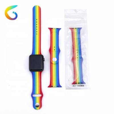 China Best-selling Rainbow Silicone Sport Smart Watch / Sport Strap Watch Bands With Multicolor Printing for sale