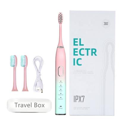 China High Quality Cheap Rechargeable Battery Operated Multifunctional Pink Color Changing Sonic Electric Toothbrush for sale