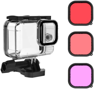 China High Definition With Red 3 Magenta Filters 45m Underwater Scuba Snorkel Vanish Pro Accessories Waterproof Case For GoPro Black Hero 9 Action Camera for sale