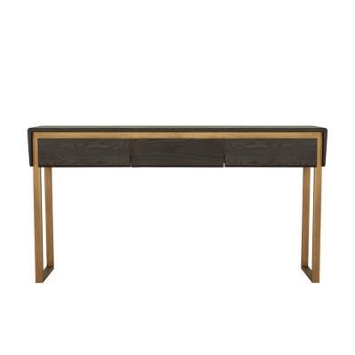 China CONSOLE TABLE Factory Sale Custom 3 Drawer Modern Office Small Shelf Wall Console Table Living Room Furniture Brown NK13 Oak+metal 12 for sale