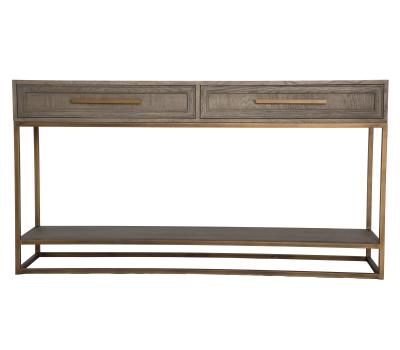 China Antique CONSOLE TABLE Handle Console Wall Side Tables Modern Gold Oak Living Room Furniture Brown NK06 Oak+metal 160x35x85 cm China Supplier for sale