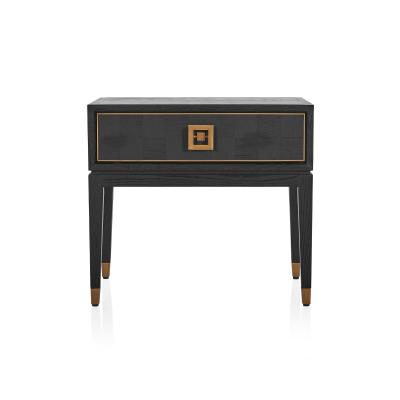 China Nightstand China Oak Square Classic Design Gray Bedside Table for sale