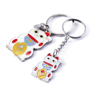 China 2019 Souvenir Gifts Promotion Customized Cheap Custom Lucky Cat Branding Metal Key Chain for sale