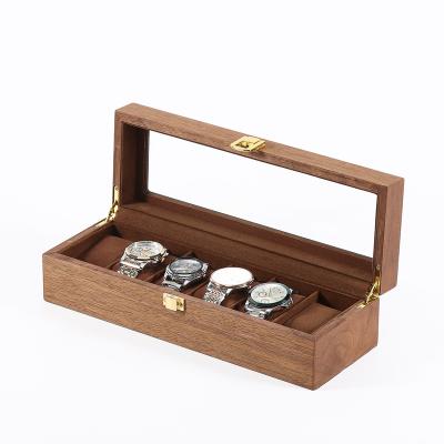 China Walnut/Solid wood/PU leather/metal/suede walnut custom wooden watch box logo wood watch box luxury cheap solid wooden watch box for sale