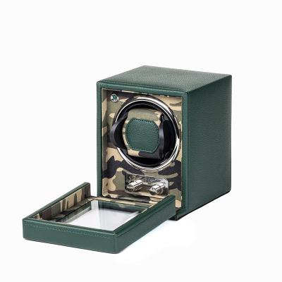 China PU/PVC/genuine leather/Superior velvet brand luxury watch automatic watch winder automatic watch winder display box green black single winders box for sale