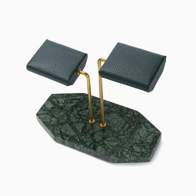 China Velvet/PU/PVC/leather/marble/griotte/steel 2 watch holder watch holder display marble piramide watch holder for sale