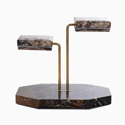 China Velvet/PU/PVC/leather/marble/griotte/steel watch display stand watch stand display marble piramide watch display stand for retail store for sale