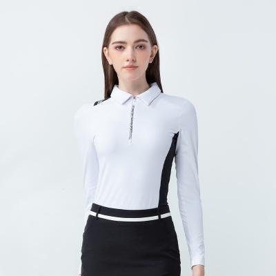 China Autumn golf tennis sports topsgolf slim suit ladies stretch high tops comfortable spring and sleeve t-shirt for sale