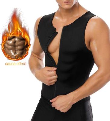 China Men Breathable Sauna Sweat Vest For Weight Loss Waist Trainer Vest Neoprene Zipper Tank Top Shapewear Slimming Shirt Workout Suit for sale