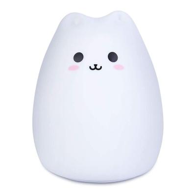 China Modern Custom Soft Changeable Color LED Cartoon Small Cat 7 Silicone Night Light Baby Gift for sale