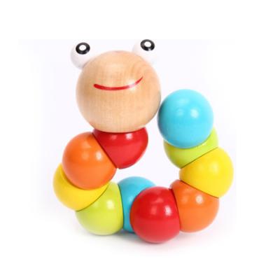 China Latest\fasion 2021 New Design Colorful Insects Twisted Wooden Children Kids Baby Educational Toys for sale