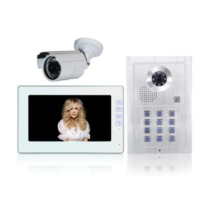 China Indoor Outdoor 7 Inch Monitor and Night Vision Station Door Intercoms for Home with Video CCTV Camera Door Bell PL591BC4P+MR380C4+SP26+CCTV for sale