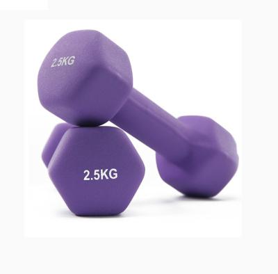 China Universal Weightlifting High Quality Neoprene Coated Vinyl Rubber Hex Dumbbell Set For Women for sale