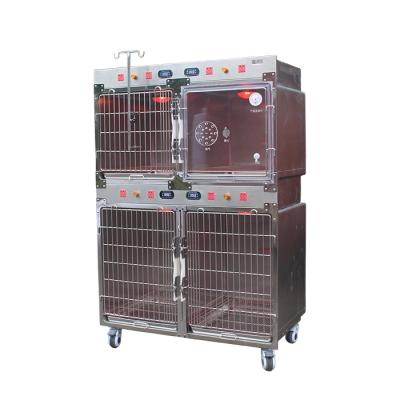 China Viable Stand Veterinary Therapy Pet Kennel Dog IV Cage Stainless Steel Oxygen Hot Cage For Pet Cat for sale