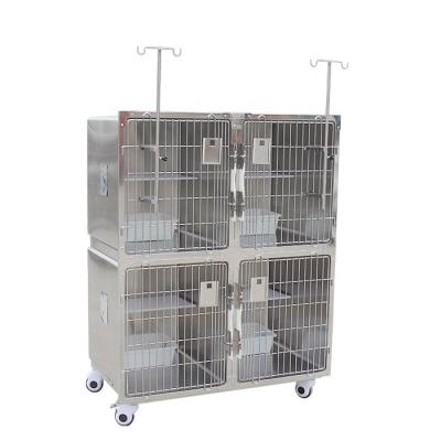 China Best viable pjml-02 stainless steel professional veterinary animal cat cages with wheels for sale