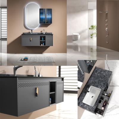 China Durable Modern Wooden Sink Vanity Mirror Cabinet Bathroom Vanity Set Waterproof Bathroom Cabinet for sale