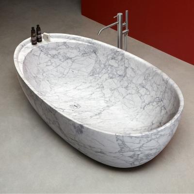 China Bianco Carrara Marble Bathtubs Solid Indoor Popular Freestanding Bathroom Tub Price for sale