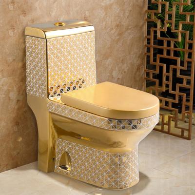 China Double-Flow Ceramic Gold Plated Toilet Bowl Toilet Seat WC Bathroom Golden Gold for sale