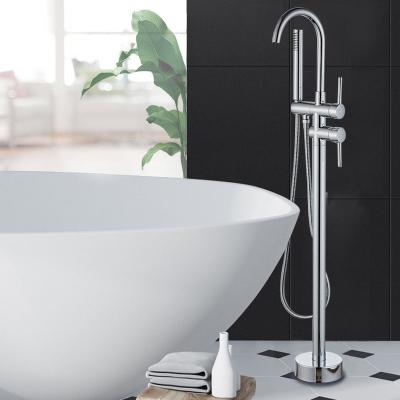 China Without Sliding Bar Stainless Steel Chrome Plating Bath Handle Bathroom Tub Water Faucet Double Hand Shower Bathtub Faucet for sale