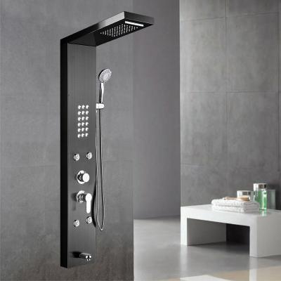 China Without Slide Bar Stainless Steel Shower Panel Tower Rainfall Massage System Tub Spout Bathroom Shower Fixtures for sale