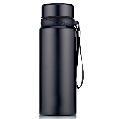 China New 600ml 800ml 1000ml PORTABLE Hot Selling Black Insulated Stainless Steel Thermos Double Wall Insulated Water Bottle With Strainer for sale