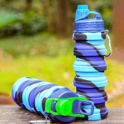 China Collapsible Folding Water Bottle Stored Collapsible Collapsible Silicone Travel Outdoor Sport Bottle 500ml 550ml Water Cup for sale