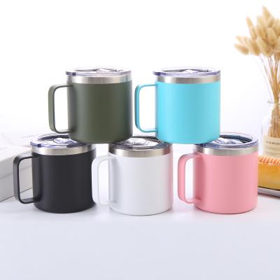 China Sustainable Food Grade 304 Stainless Steel Coffee Mug Vacuum Insulated Portable Travel With Handle And Slip Lid for sale