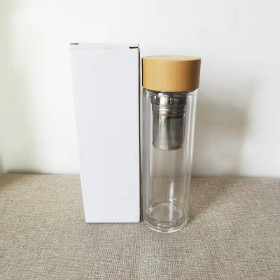 China Wholesale 17oz 500ml Double Wall Water Glass Tea Tumbler Viable High Quality Tumbler With Strainer And Lid for sale