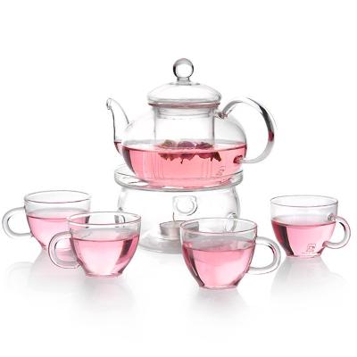 China Modern Clear Borosilicate Glass BPA Glass Teapot 400ml 600ml 800ml 1000ml With Glass Infuser &Base for sale