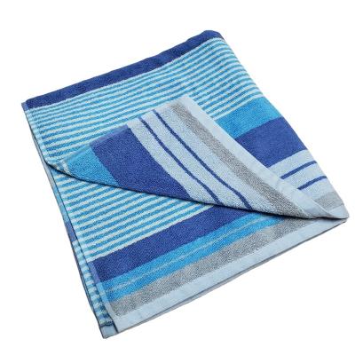 China Lovely Dobby Stripe Design Bath Towel Blue Green Jacquard Towel for sale